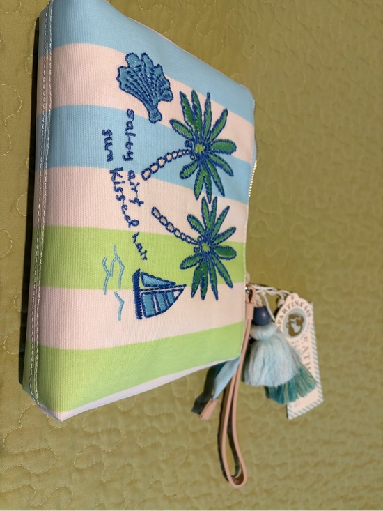 Spartina 449 Handbags - Spartina 449 Striped Wristlet Pouch in Light Blue, Light Pink & Light Green